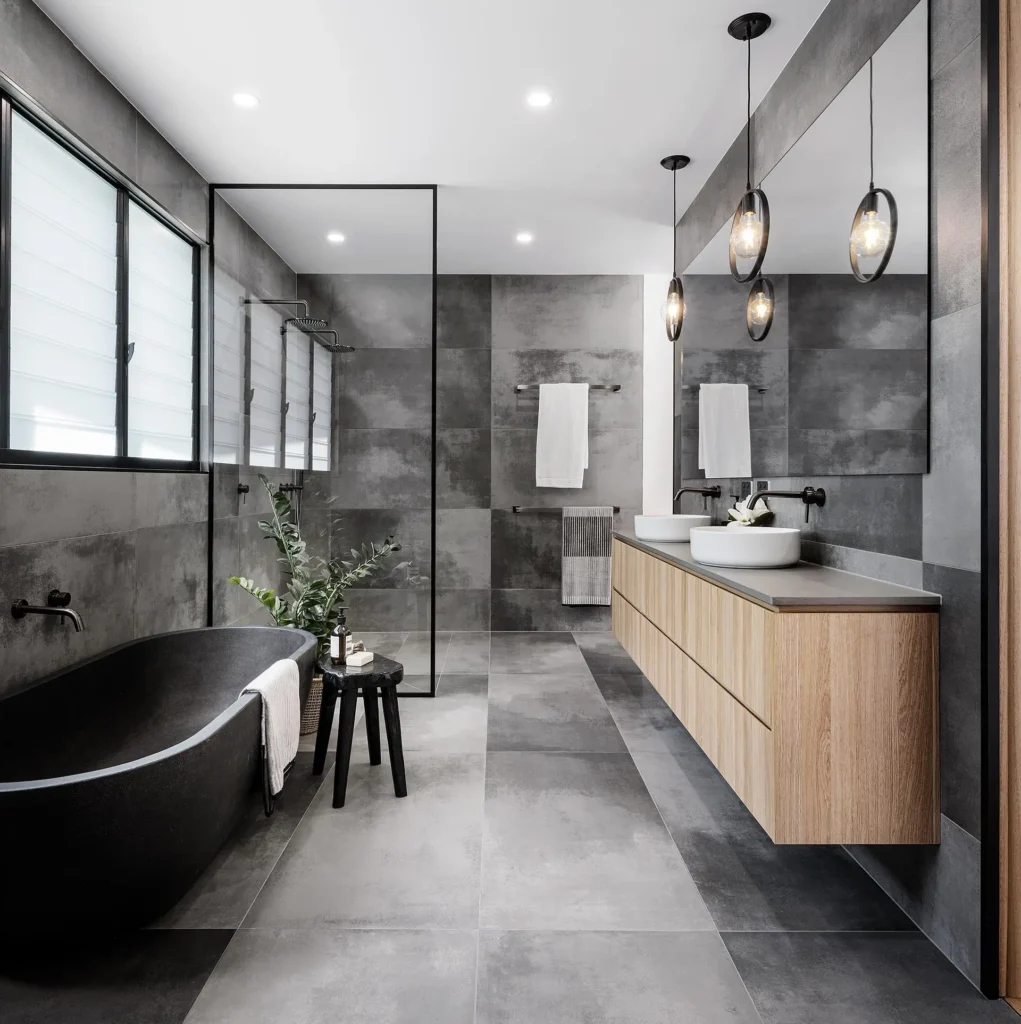 Contemporary Bathrooms featuring inspiring colours and textures by Bathroom Renovations North Shore.